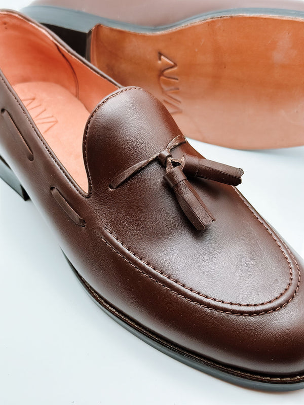 Borla - Brown Leather Tassel Loafer