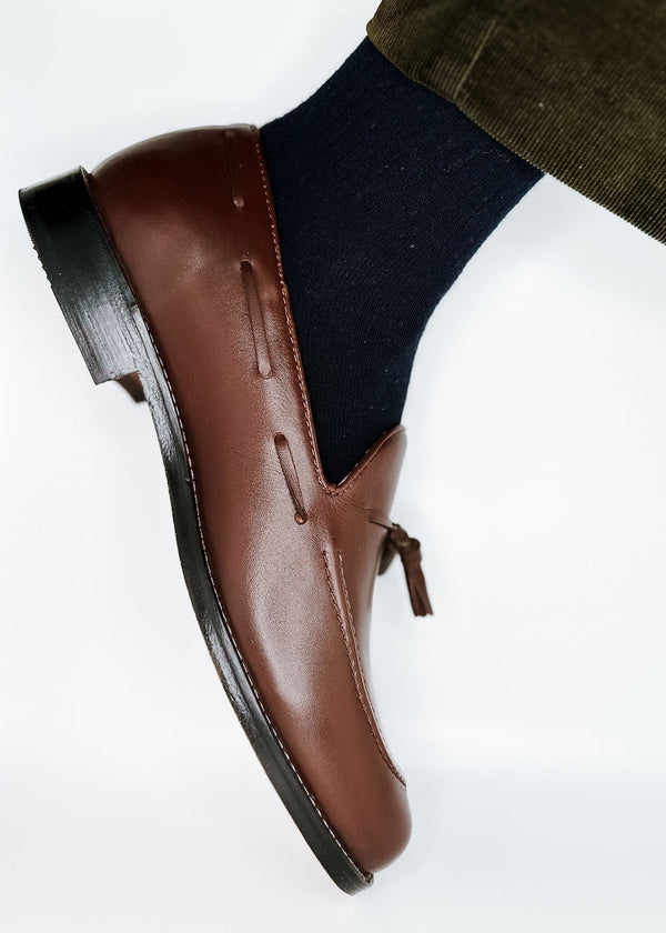 Borla - Brown Leather Tassel Loafer