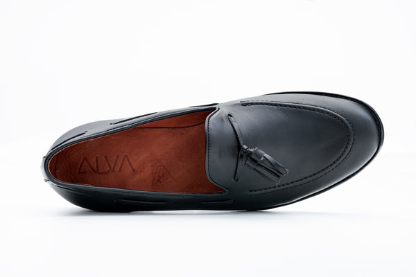 Borla - Black Leather Tassel Loafers
