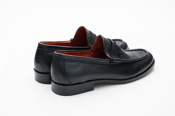Turi - Black Tumbled Leather Moccasin