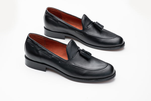 Borla - Black Leather Tassel Loafers