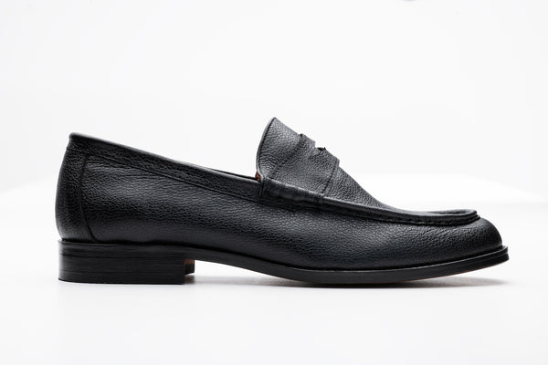 Turi - Black Tumbled Leather Moccasin