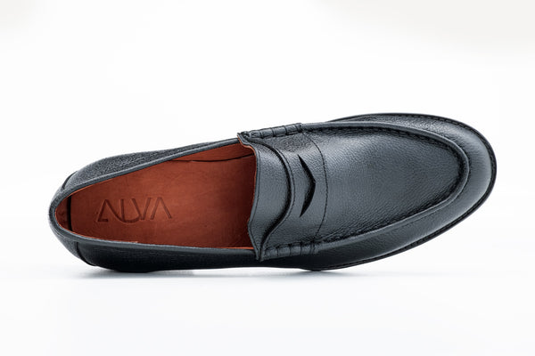 Turi - Black Tumbled Leather Moccasin